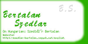 bertalan szedlar business card